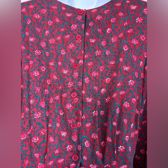 Vintage 80s Kathie Lee for Plaza South Red & Green Floral Holiday Midi Dress 6 - Picture 8 of 11